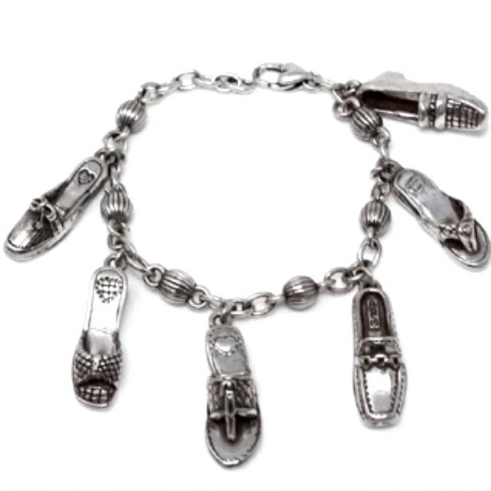 Brighton Silver Plated Shoe Charm Bracelet